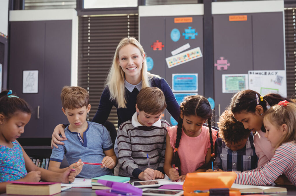 teacher with students